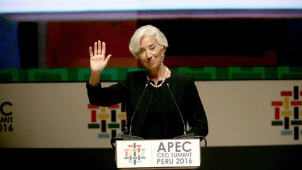 La directrice générale du FMI, Christine Lagarde, le 18 novembre 2016 à Lima (Pérou). (EDUARDO CAVERO/SIPA / EFE)