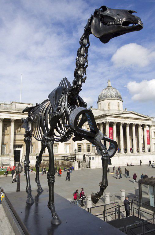 "Gift Horse" du sculpteur Hans Haacke à Trafalgar Square
 (JUSTIN TALLIS / AFP)