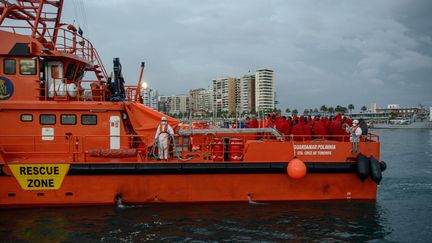 Lors d'une précédente opération de sauvetage en Méditerranée, le 9 mars 2018 à Malaga (Espagne). (GUILLAUME PINON / NURPHOTO / AFP)