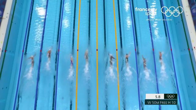 Mélanie Henique termine 4e de sa série et file sans problème en demi-finale du 50 m nage libre. De son côté, Marie Wattel est éliminée avec un temps en 24.82 s.