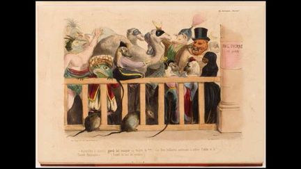 « L’entrée au bal masqué, aujourd’hui à minuit, grand bal masqué au théâtre***. Ces fêtes brillantes continuent à attirer l’élite de la « Société parisienne » par Benjamin Roubaud
 (Maison de Balzac / Roger-Viollet)