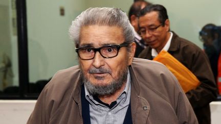 Abimael Guzman, le fondateur et chef du groupe terroriste péruvien maoïste du Sentier lumineux, le 27 juin 2017, au Pérou. (FRANCISCO MEDINA / PERUVIAN JUDICIARY / AFP)