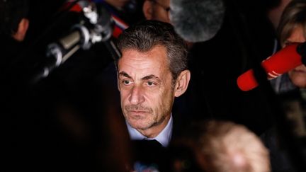 Nicolas Sarkozy, lors du rassemblement contre l'antisémitisme, place de la République à Paris, le 19 février 2019. (LAURE BOYER / HANS LUCAS)