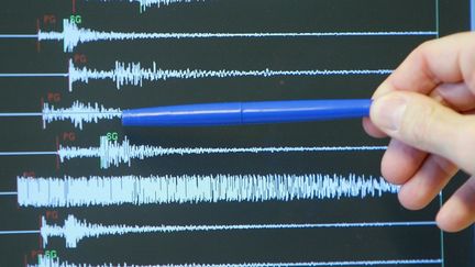 A graphic showing a major earthquake that hit western Germany in particular in 2004. (MAXPPP)