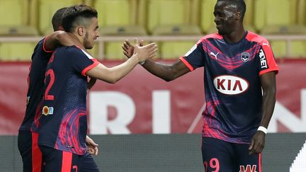 Adam Ounas (Bordeaux) célèbre son but contre Monaco.  (VALERY HACHE / AFP)