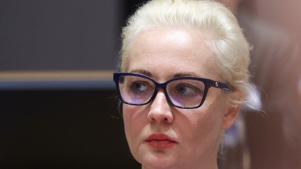 Yulia Navalnaïa during a meeting of European Union foreign ministers in Brussels, February 19, 2024. (YVES HERMAN / POOL)