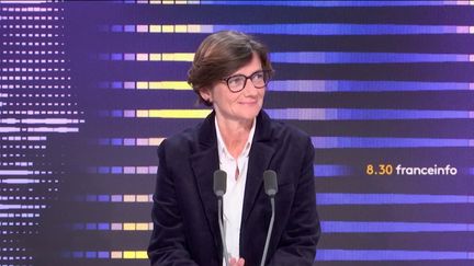 Agnès Firmin-Le Bodo,&nbsp;déléguée en charge de l'Organisation territoriale et des Professions de santé, sur franceinfo, samedi 6 mai 2023. (FRANCEINFO / RADIOFRANCE)