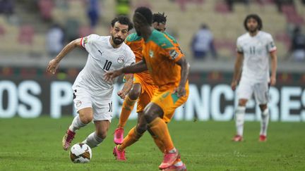 Mohamed Salah lors de la victoire de l'Egypte en 8e de finale de la CAN 2022, le mercredi 26 janvier 2022.&nbsp; (ULRIK PEDERSEN / NURPHOTO)