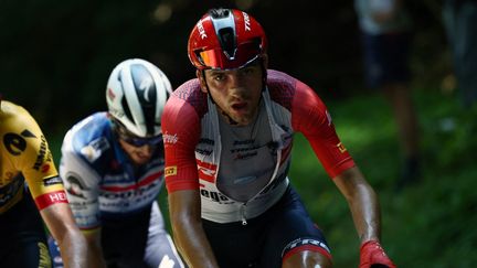 L'Italien Giulio Ciccone lors de la 8e étape du Dauphiné, le 11 juin 2023. (ANNE-CHRISTINE POUJOULAT / AFP)