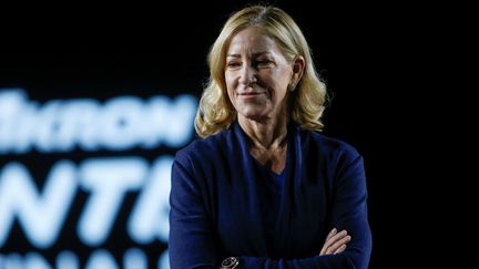 L'ancienne gloire du tennis, Chris Evert, ici lors de la remise du trophée du Masters de doubles, à Guadalajara le 17 novembre 2021 (FRANCISCO GUASCO / EFE / via MaxPPP)