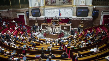 L'hémicycle de l'Assemblée nationale, à Paris, le 4 août 2022. (MAGALI COHEN / HANS LUCAS / AFP)