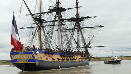 L'Hermione, la réplique de la frégate de La Fayette, le 30 janvier 2018 en Charente-Maritime.
 (Michel Garde / AFP)