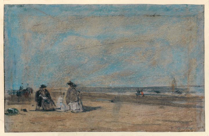 Eugène Boudin, La plage de Deauville, vers 1860-70, pastel sur papier, Musée de La Roche-sur-Yon
 (Musée de La Roche-sur-Yon)