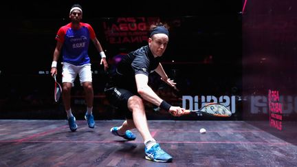 10 juin 2017. Dubai. Finale hommes en squash du PSA Dubai World Series entre l'anglais James Willstrop et l'égyptien Mohamed El Shorbagy. Le squash pourrait être désigné comme discipline olympique.&nbsp; (FRANCOIS NEL / GETTY IMAGES EUROPE)