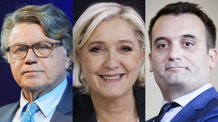 Gilbert Collard, Marine Le Pen et Florian Philippot (de gauche à droite). (AFP)