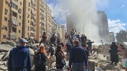 Dans la banlieue sud de Beyrouth, bastion du parti chiite pro-iranien Hezbollah, les dégâts causés par un bombardement israélien début octobre. (Virginie Pironon)