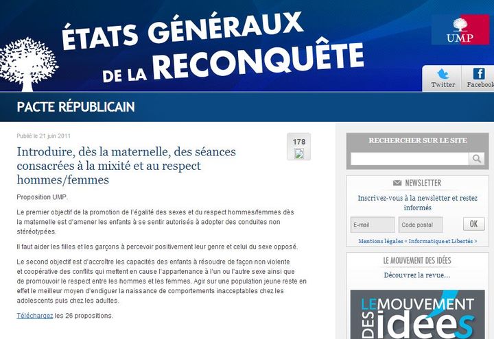 Capture d'&eacute;cran du site des "&eacute;tats g&eacute;n&eacute;raux de la reconqu&ecirc;te" de l'UMP, le 12 f&eacute;vrier 2014. (  FRANCETV INFO )