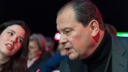 Le premier secrétaire du PS, Jean-Christophe Cambadélis, lors d'un meeting de Benoît Hamon, le 19 mars 2017 à Paris. (SERGE TENANI / CITIZENSIDE / AFP)