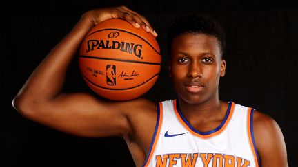 Franck Ntilikina, rookie des Knicks de New-York.  (ELSA / GETTY IMAGES NORTH AMERICA)