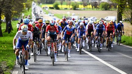 The Paris-Roubaix peloton, April 9, 2023. (JASPER JACOBS / AFP)