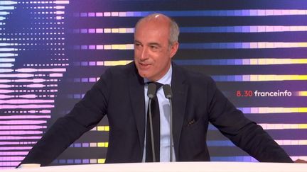 Olivier Marleix, président du groupe LR à l'Assemblée nationale, était mercredi 20 juillet l’invité du 8h30 franceinfo.&nbsp; (FRANCEINFO / RADIOFRANCE)