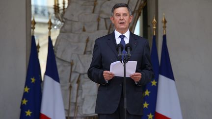 &nbsp; (Le secrétaire général de l'Elysée Jean-Pierre Jouyet annonce le gouvernement Valls le 26 aout 2014©MAXPPP)