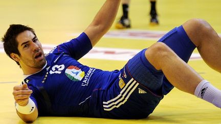 Nicolas Karabatic lors du match d'ouverture de l'Euro 2012, lundi 16 janvier 2012 &agrave; Novi Sad (Serbie). (FRANCK FIFE / AFP)