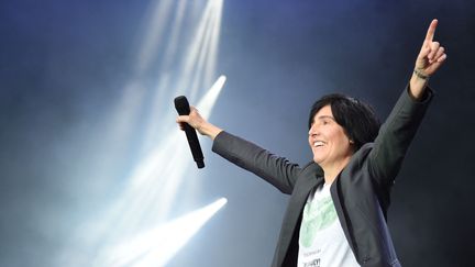 La chanteuse du groupe Texas, Sharleen Spiteri, sur la scène des Eurockéennes de Belfort le 5 juin 2018 (SEBASTIEN BOZON / AFP)