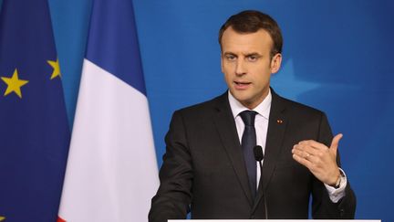 A Epinal, Emmanuel Macron a inauguré la première consultation citoyenne sur l'Europe. (LUDOVIC MARIN / AFP)