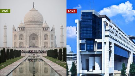 Le Taj Mahal, en Inde (à gauche), le ministère des Finances à Paris (à droite). (MAXPPP)