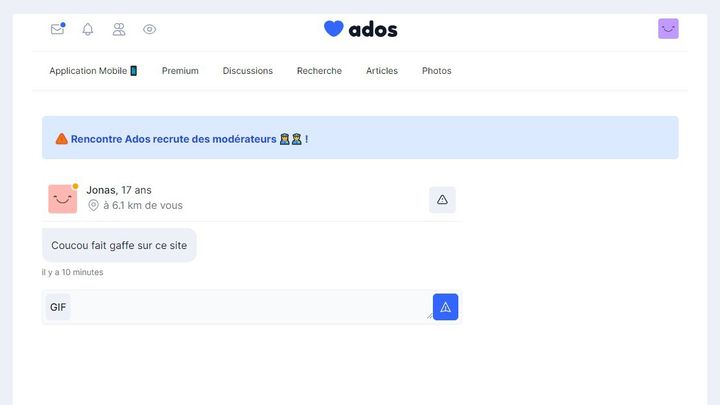 Certains utilisateurs du site Rencontre Ados nous ont mis en garde, comme ici. (CAPTURE D'ECRAN)