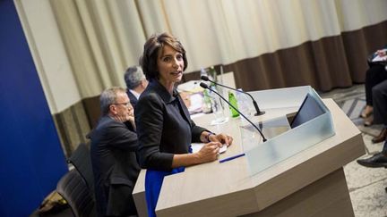 &nbsp; (Marisol Touraine lors de la conférence de presse sur Ebola © Maxppp)