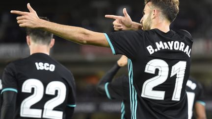 Borja Mayoral buteur avec le Real Madrid sur le terrain de la Real Sociedad (ANDER GILLENEA / AFP)