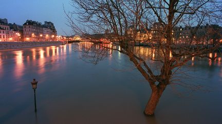 En mars 2001, la Seine avait inond&eacute; les berges de l'&icirc;le Saint-Louis, &agrave; Paris. (BERTRAND GUAY / AFP)