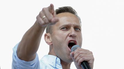 Le leader de l’opposition russe, Alexeï Navalny, lors d'un rassemblement en juillet 2019. (MAXIM ZMEYEV / AFP)