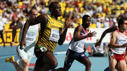 Usain Bolt lors des séries du 200m