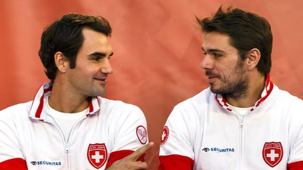 &nbsp; (Roger Federer accompagné de Stanislas Wawrinka © MAXPPP)