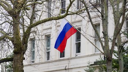 L'ambassade de Russie&nbsp;à Londres (Royaume-Uni), le 8 février 2018. (ALEX MCNAUGHTON / SPUTNIK / AFP)