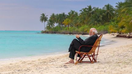 Le Premier ministre Indien Narendra Modi a posté sur les réseaux sociaux des photos de lui sur les îles Lakshadweep, archipel paradisiaque situé au sud de l'Inde, pas très loin des Maldives, le 4 janvier 2024. (CAPTURE D'ECRAN TWITTER)