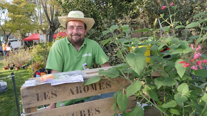 Alexandre Tramier est installé à Orange, où il cultive sa collection de sauges et de nombreuses plantes aromatiques.&nbsp; (ISABELLE MORAND / RADIO FRANCE / FRANCE INFO)