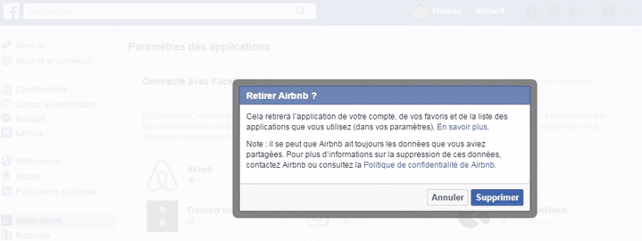 Il est possible de supprimer purement et simplement une application liée à votre compte Facebook. (FACEBOOK.COM)