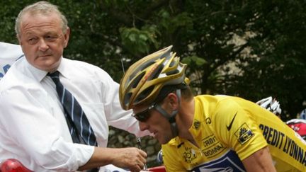 Jean-Marie Leblanc et Lance Armstrong, sur le Tour de France 2004