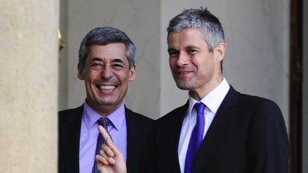 Henri Guaino et Laurent Wauquiez, le 8 avril 2011 &agrave; l'Elys&eacute;e. (  MAXPPP)