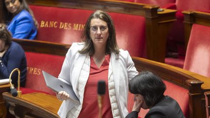 La députée MoDem de la Nièvre et présidente de la délégation aux droits de l'enfant à l'Assemblée nationale, Perrine Goulet, le 23 janvier 2024. (VINCENT ISORE / MAXPPP)