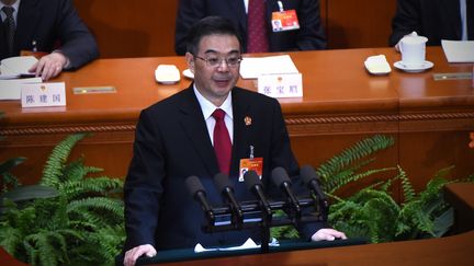 Zhou Qiang, président de la Cour suprême chinoise, le 12 mars 2015 à Pékin (Chine). (WANG ZHAO / AFP)