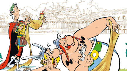 La couverture du 36e album d'Astérix "Le payrus de César" aux Editions Albert René
