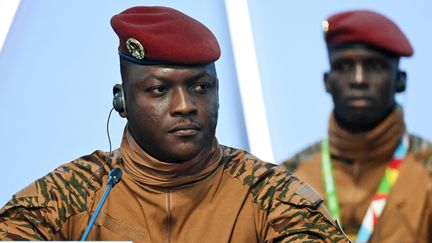 Le dirigeant du Burkina Faso Ibrahim Traoré lors d'un sommet Russie-Afrique à Saint-Pétersbourg, en Russie, le 28 juillet 2023. (DMITRY AZAROV / KOMMERSANT / SIPA)