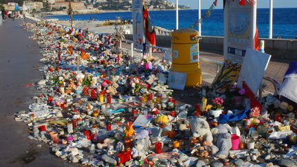 Les hommages aux victimes des attentats de Nice (Alpes-Maritimes) sur la promenade des Anglais, le 14 juillet 2016. (WOLFGANG MINICH / PICTURE ALLIANCE / AFP)