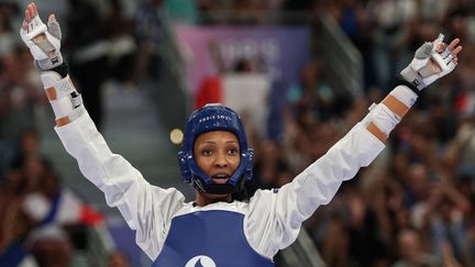 Althéa Laurin après sa demi-finale, le 10 août 2024 au Grand Palais, à Paris. (DAVID GRAY / AFP)