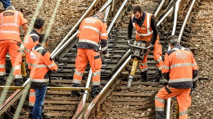 Des cheminots de la SNCF à Arras (Pas-de-Calais), le 1er septembre 2017. (AFP)